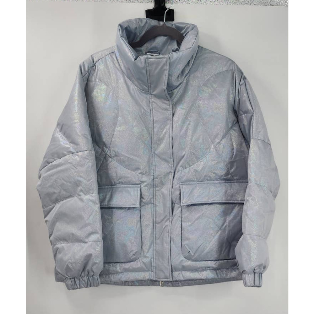 Nap Loungewear Goose Down Blue Metallic‎ Puffer Size Medium